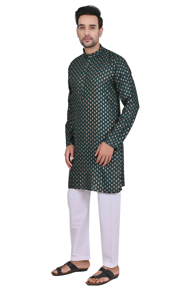 Mehandi Green Print Rayon Kurta