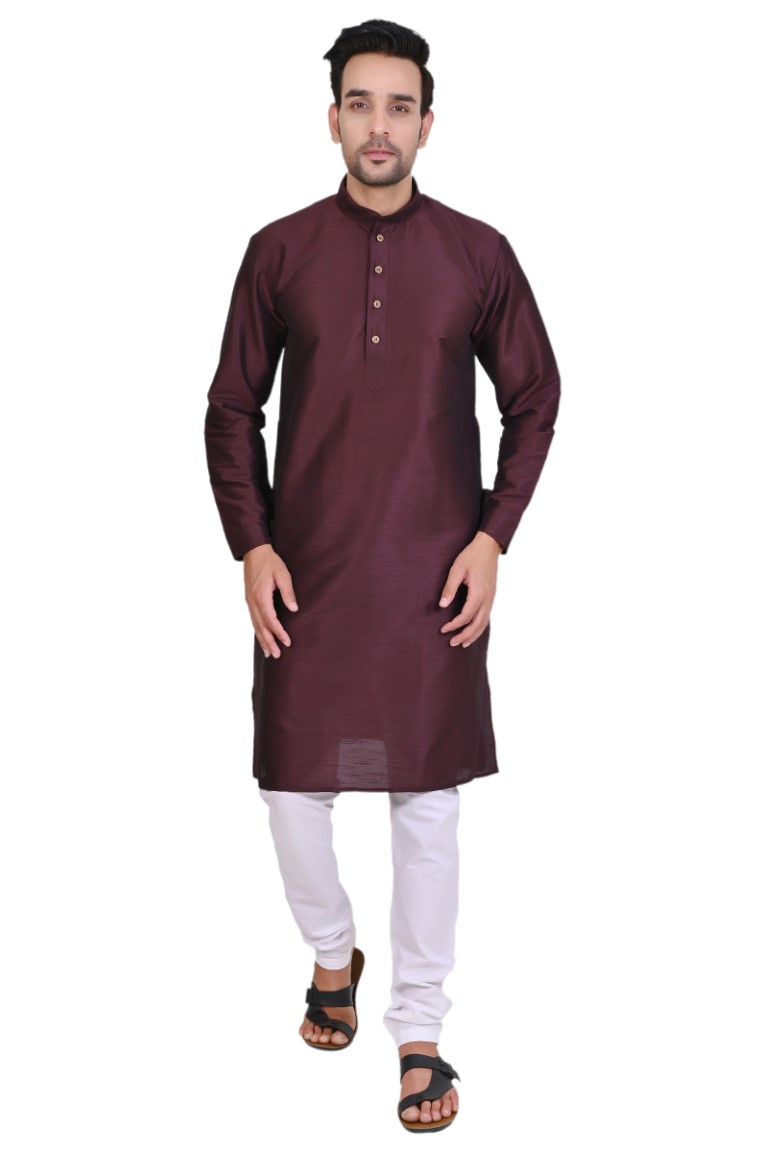 Wine Silk Kurta