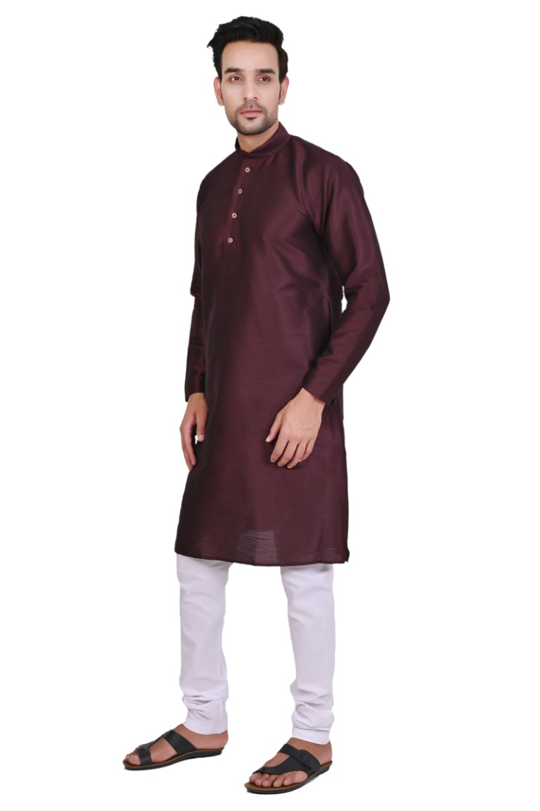 Wine Silk Kurta - Image 2