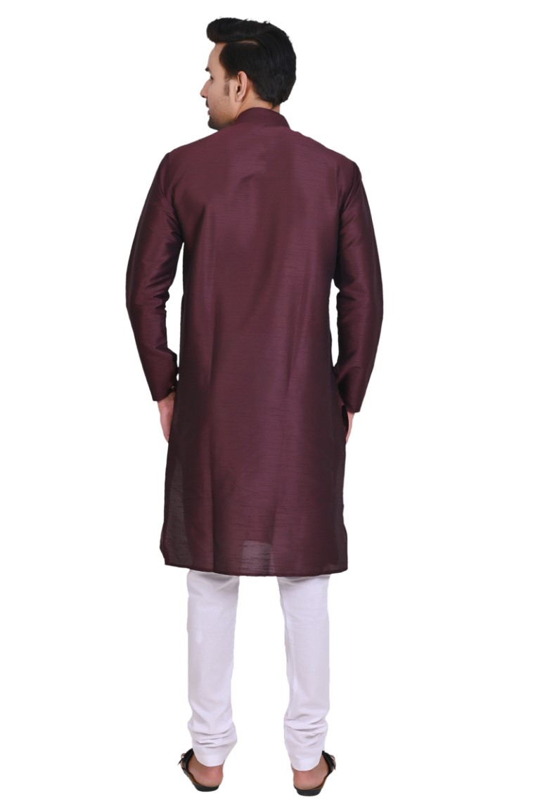 Wine Silk Kurta - Image 4