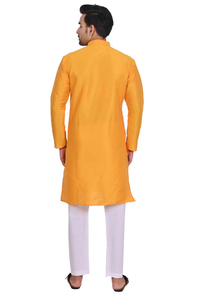 Yellow Haldi Art Silk Kurta - Image 5