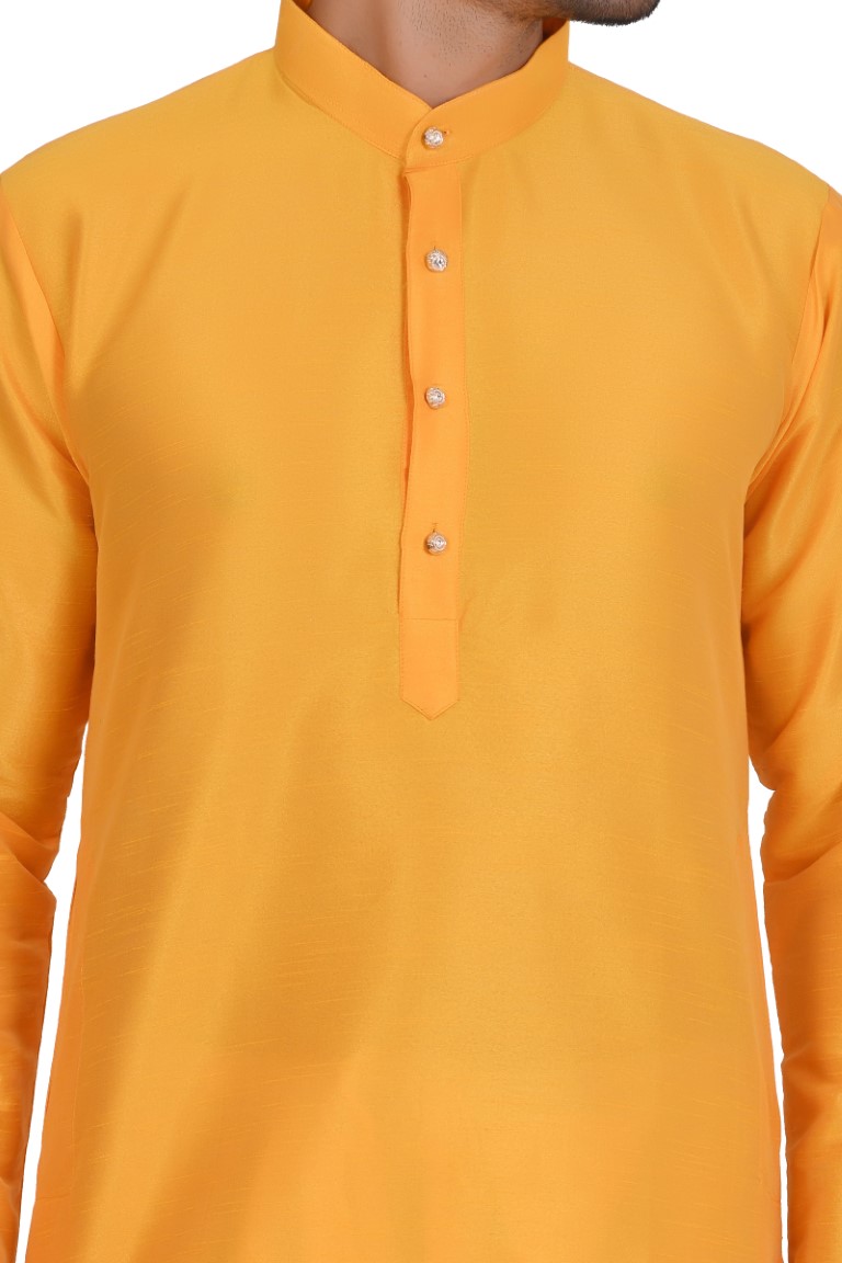 Yellow Haldi Art Silk Kurta - Image 4