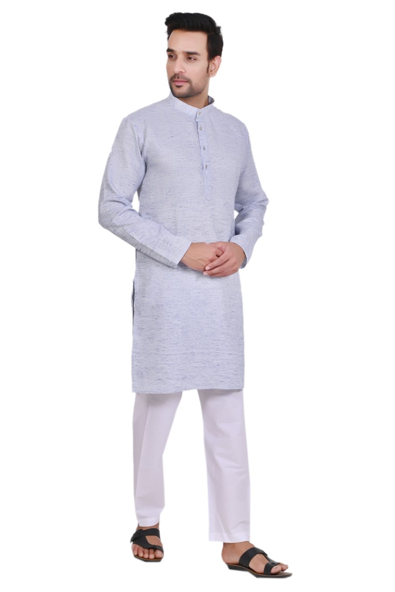Sky Blue Linen Cotton Kurta