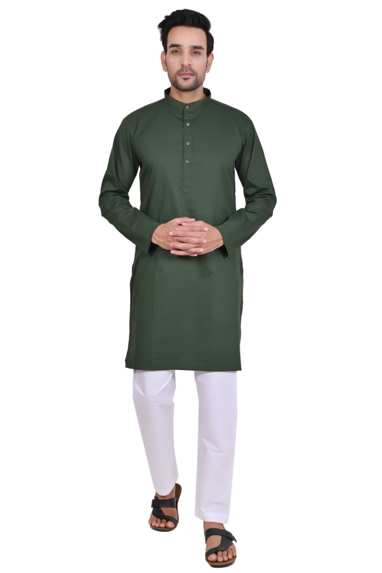 Twill cotton Kurta Mehandi green