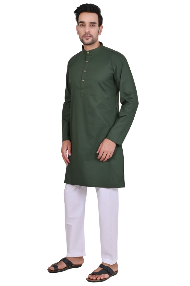 Twill cotton Kurta Mehandi green - Image 2
