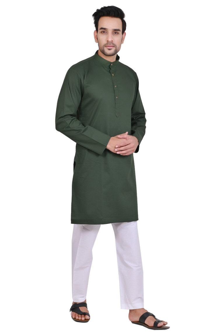 Twill cotton Kurta Mehandi green - Image 3