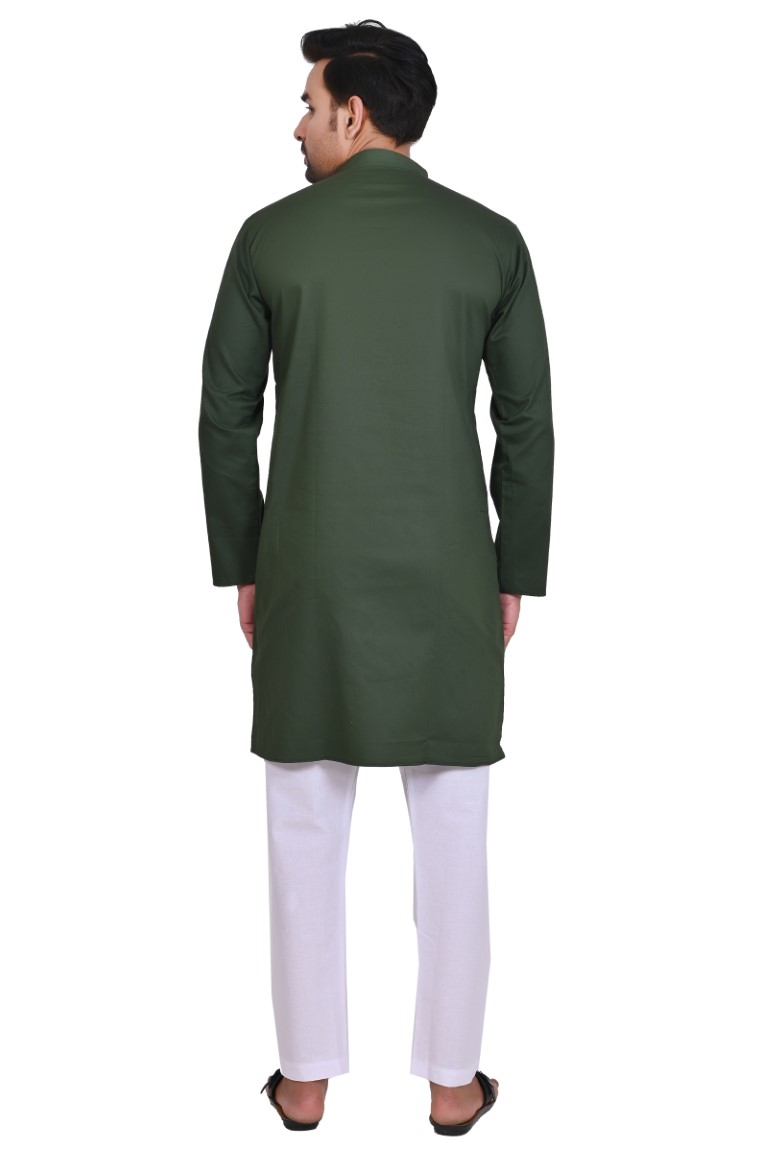 Twill cotton Kurta Mehandi green - Image 4