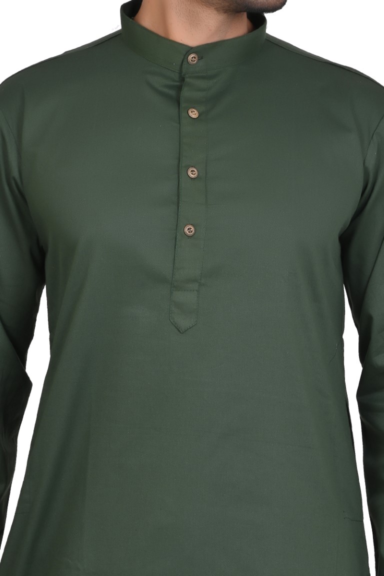 Twill cotton Kurta Mehandi green - Image 5