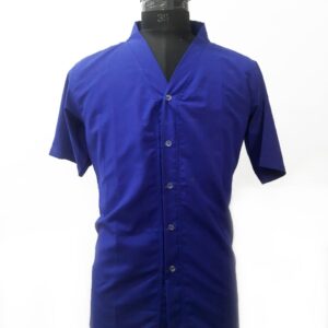 Patient men's half front open blue kurta