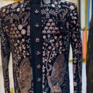 Sheriff Indo Western Dress for Groom | Men’s Wedding Wear Set with Embroidery