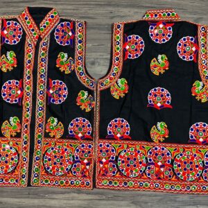 Traditional Garba Dress Jacket for Men – Black Embroidered Kedia Style Navratri Vest | Ethnic Gujarati Festival Wear