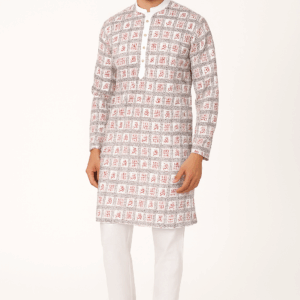 Sheriff Men’s Om & Swastik Printed Cotton Kurta Pajama Set | Traditional Indian Ethnic Wear for Festivals, Pooja & Weddings