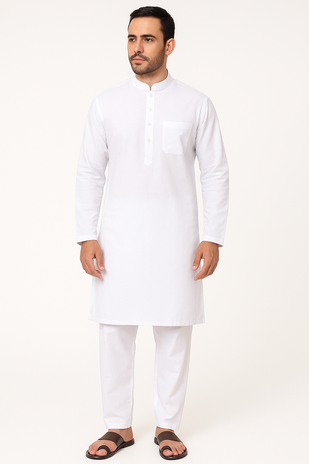 Sheriff Men’s White Cotton Kurta Pajama Set | Traditional Indian Ethnic Wear for Men | Comfortable Festive, Wedding & Casual Wear