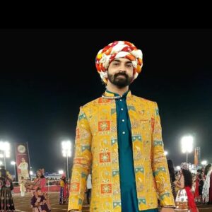 Sheriff Men’s Ethnic Printed Embroidery Jacket with Kurta afgani Set | Festive Wear | Wedding & Navratri Special