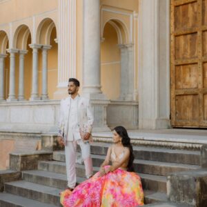 Sheriff Premium Ivory Embroidered Indo-Western Jacket Set for Men