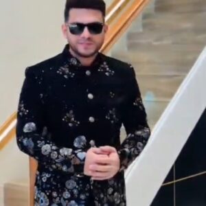 ✨ Sheriff Royal Black Velvet Embroidered Indo-Western Coat Suit