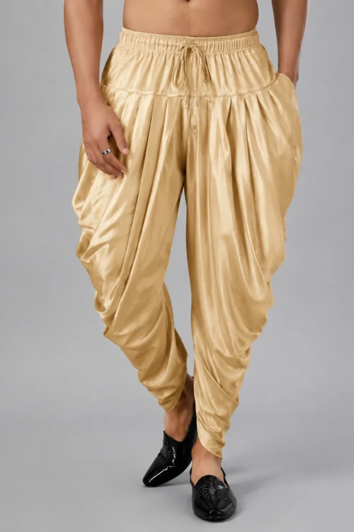 Men’s Solid Golden Satin Dhoti