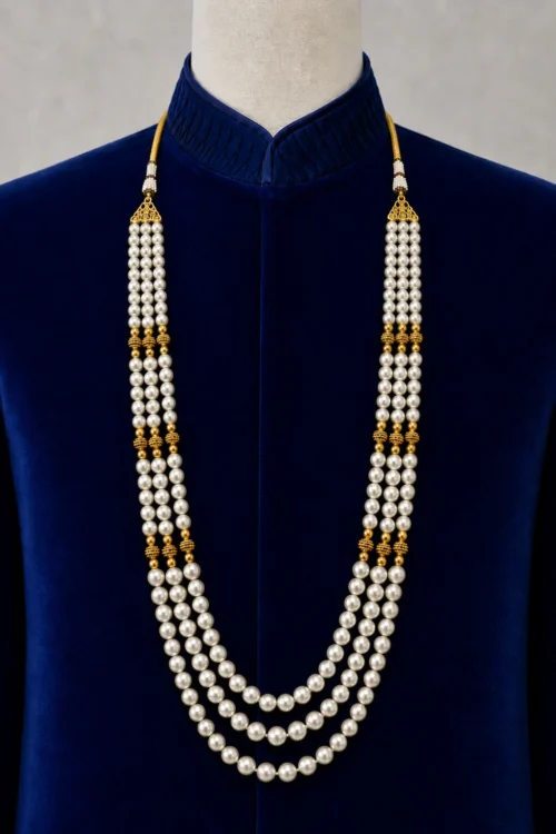 Royal Pearl Triple Layered Maala for Men