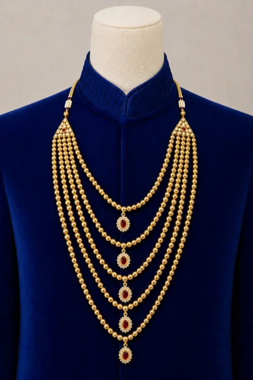 Maharaja Multi Layer Gold Bead Maala for Men