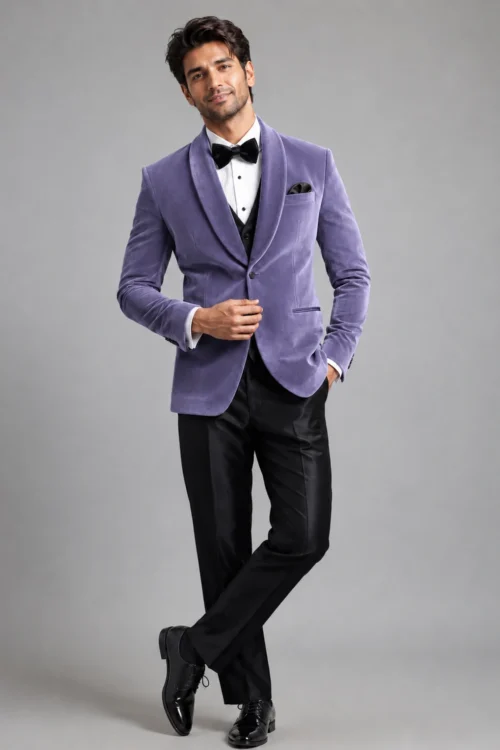 Modern Lavender Velvet Tuxedo Suit
