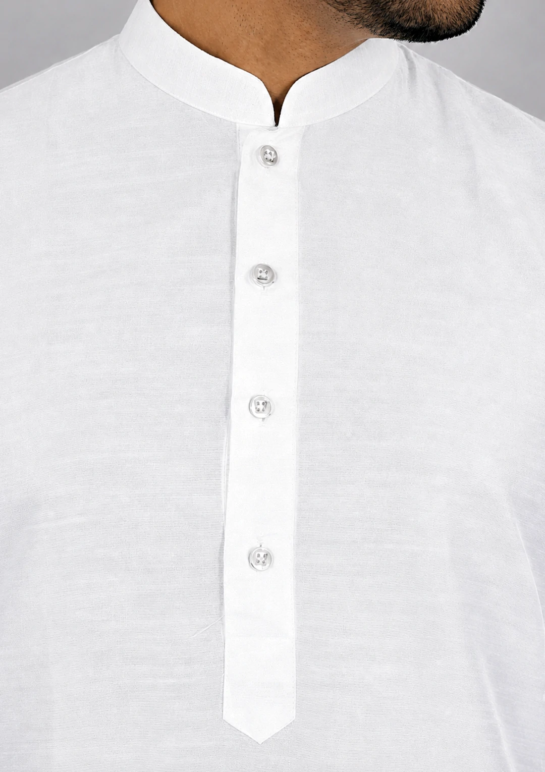 Men's White Dupion Silk Traditional Bandhgala Kurta - Image 5