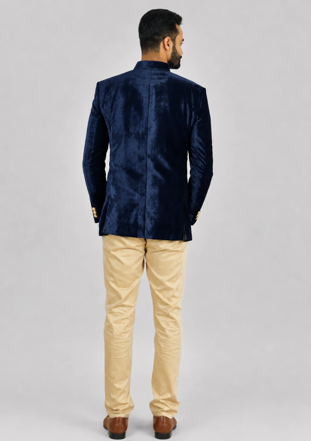 Men’s Royal Blue Velvet Bandhgala Jodhpuri - Image 5