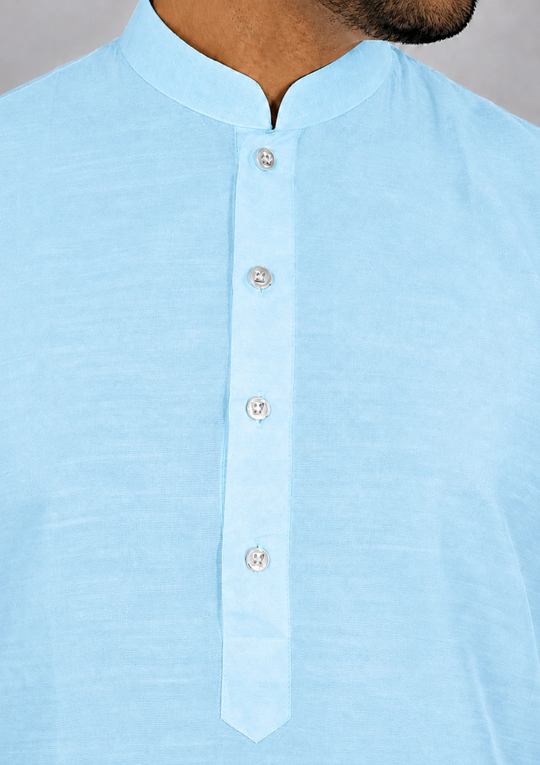Powder Blue Dupion Silk Bandhgala Kurta for Men - Image 5