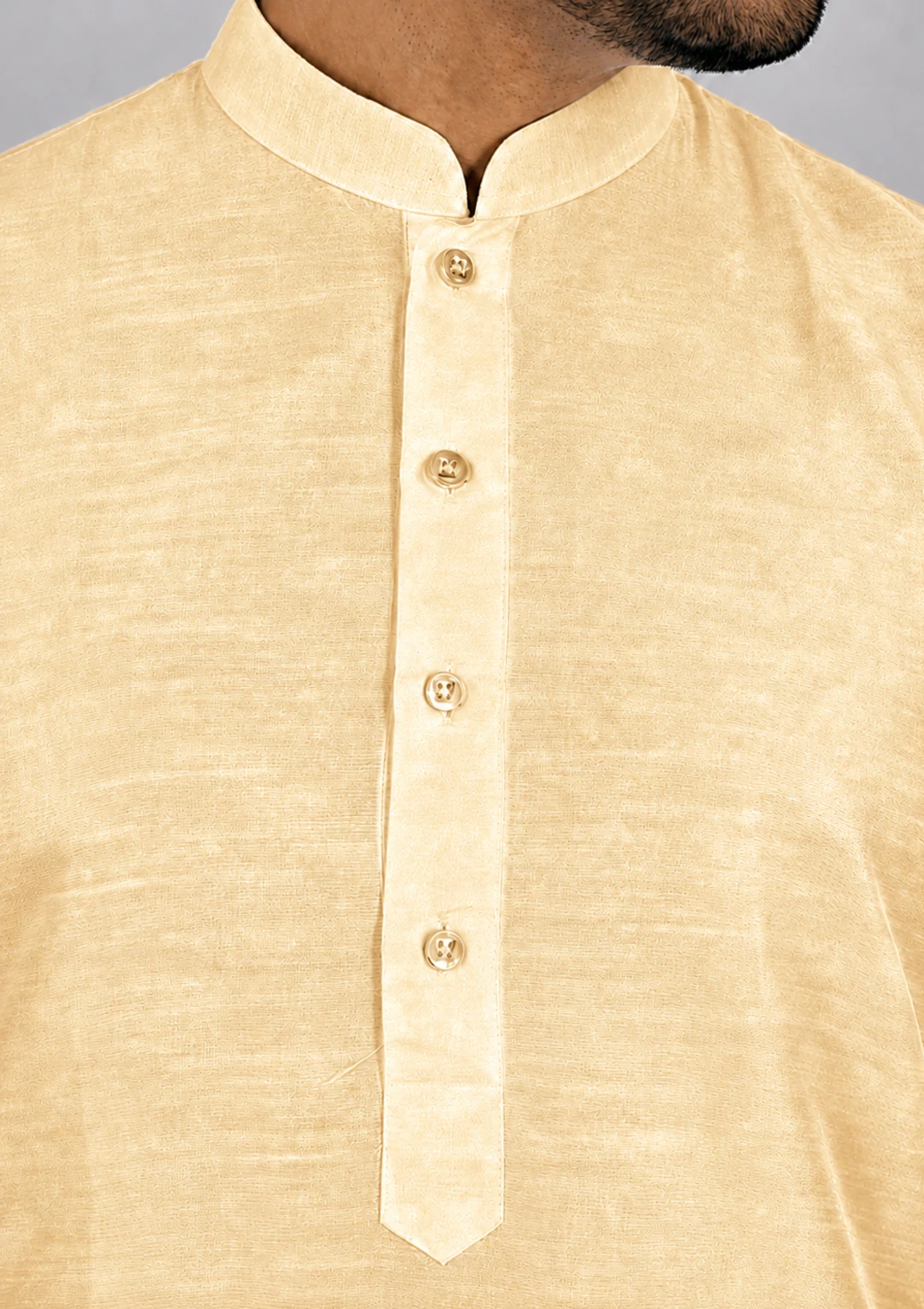 Champagne Gold Dupion Silk Solid Kurta for Men - Image 5