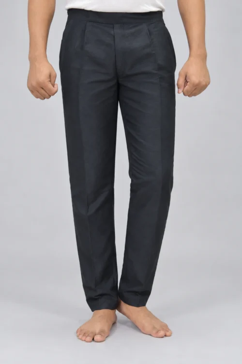 Men’s Black Dupion Silk Pant Pajama – Straight-Fit Bottom Wear